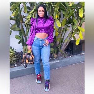 Purple puffer blouse